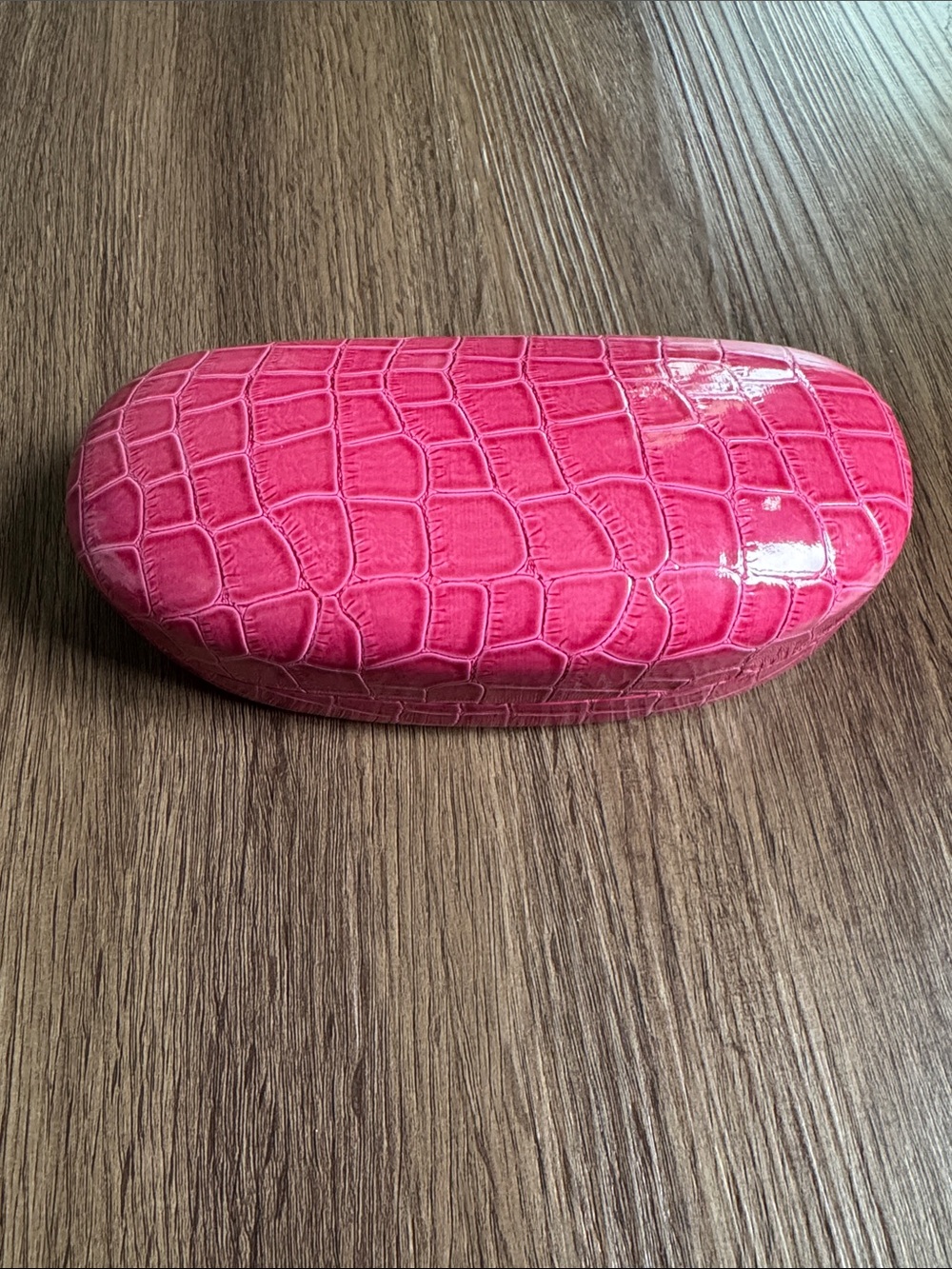 Pink Croc-Embossed Sunglasses Case